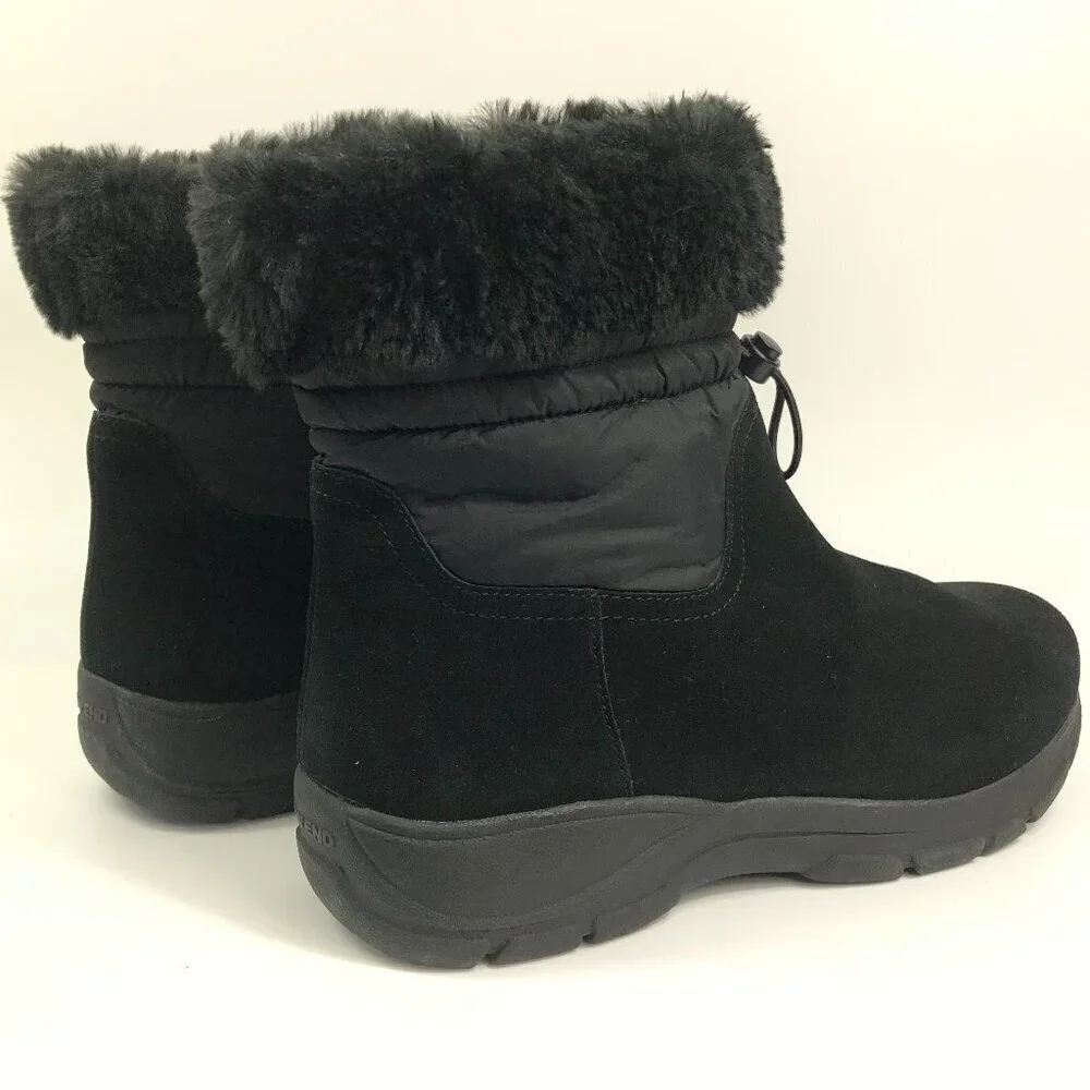 Lands' End Black Snow Boots Boots With Faux Fur Top Size 11D